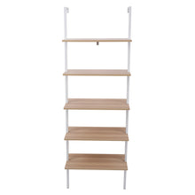 Load image into Gallery viewer, 5-Shelf Wood Ladder Bookcase with Metal Frame, Industrial 5-Tier Modern Ladder Shelf Wood Shelves,Walnut