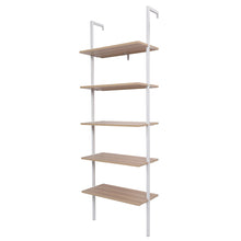 Load image into Gallery viewer, 5-Shelf Wood Ladder Bookcase with Metal Frame, Industrial 5-Tier Modern Ladder Shelf Wood Shelves,Walnut
