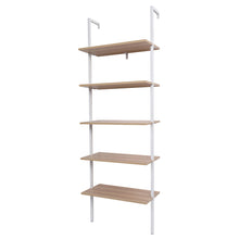 Load image into Gallery viewer, 5-Shelf Wood Ladder Bookcase with Metal Frame, Industrial 5-Tier Modern Ladder Shelf Wood Shelves,Walnut
