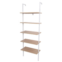 Load image into Gallery viewer, 5-Shelf Wood Ladder Bookcase with Metal Frame, Industrial 5-Tier Modern Ladder Shelf Wood Shelves,Walnut