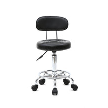 Load image into Gallery viewer, Round Shape Adjustable Salon Stool with Back and Line Black