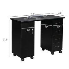 Load image into Gallery viewer, Double Edged Manicure Nail Table with Drawer Black
