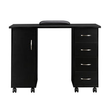 Load image into Gallery viewer, Double Edged Manicure Nail Table with Drawer Black