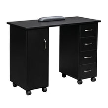 Load image into Gallery viewer, Double Edged Manicure Nail Table with Drawer Black