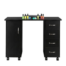 Load image into Gallery viewer, Double Edged Manicure Nail Table with Drawer Black