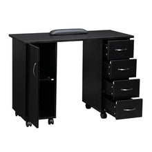 Load image into Gallery viewer, Double Edged Manicure Nail Table with Drawer Black