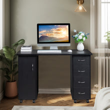 Load image into Gallery viewer, Double Edged Manicure Nail Table with Drawer Black