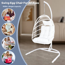 Load image into Gallery viewer, Hanging Egg Chair with Stand Indoor/Outdoor, Swinging Hammock Chair for Bedroom, Outside, Patio and Porch