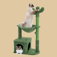 Load image into Gallery viewer, Cactus Cat Tree 40" Cat Tower with Large Metal Carpet Hammock, Cat Scratching Post for Indoor Cats with Condo& Dangling Ball, Green (Unable to ship on weekends, please be careful when placing orders
)