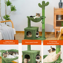 Load image into Gallery viewer, Cactus Cat Tree 40" Cat Tower with Large Metal Carpet Hammock, Cat Scratching Post for Indoor Cats with Condo& Dangling Ball, Green (Unable to ship on weekends, please be careful when placing orders
)