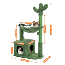 Load image into Gallery viewer, Cactus Cat Tree 40" Cat Tower with Large Metal Carpet Hammock, Cat Scratching Post for Indoor Cats with Condo& Dangling Ball, Green (Unable to ship on weekends, please be careful when placing orders
)