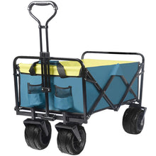 Load image into Gallery viewer, Collapsible Heavy Duty Beach Wagon Cart Outdoor Folding Utility Camping Garden Beach Cart with Universal Wheels Adjustable Handle Shopping (Green&Blue)