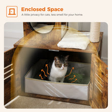 Load image into Gallery viewer, Cat Tree with Litter Box Enclosure, 50" Modern Cat Tree for Large with Cat Condo, Wooden Cat Furniture with Large Hammock and Top Perch, Complimentary cat litter box,Brown(Unable to ship on weekends)