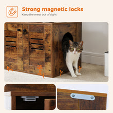 Load image into Gallery viewer, Cat Tree with Litter Box Enclosure, 50" Modern Cat Tree for Large with Cat Condo, Wooden Cat Furniture with Large Hammock and Top Perch, Complimentary cat litter box,Brown(Unable to ship on weekends)