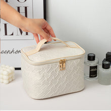 Load image into Gallery viewer, White Premium Large capacity Portable Travel Makeup Bag, Multi-functional Cosmetic Organizer, Stain-resistant, Handheld Square Bag