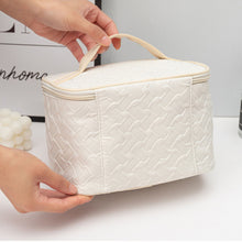 Load image into Gallery viewer, White Premium Large capacity Portable Travel Makeup Bag, Multi-functional Cosmetic Organizer, Stain-resistant, Handheld Square Bag
