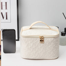 Load image into Gallery viewer, White Premium Large capacity Portable Travel Makeup Bag, Multi-functional Cosmetic Organizer, Stain-resistant, Handheld Square Bag