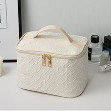 Load image into Gallery viewer, White Premium Large capacity Portable Travel Makeup Bag, Multi-functional Cosmetic Organizer, Stain-resistant, Handheld Square Bag