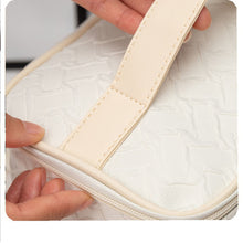 Load image into Gallery viewer, White Premium Large capacity Portable Travel Makeup Bag, Multi-functional Cosmetic Organizer, Stain-resistant, Handheld Square Bag