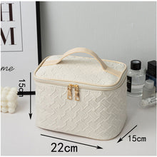 Load image into Gallery viewer, White Premium Large capacity Portable Travel Makeup Bag, Multi-functional Cosmetic Organizer, Stain-resistant, Handheld Square Bag