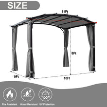 Load image into Gallery viewer, Patio Pergola 9 x 11ft Arched Gazebo with Waterproof Sun Shade Shelter Awning Steel Frame Grape Gazebo for Garden Backyard -Grey