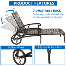 Load image into Gallery viewer, 【Replace 60810204】193*64.5*93cm Backrest Adjustable Courtyard Cast Aluminum Lying Bed Bronze