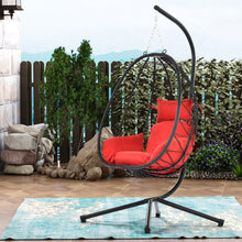 Load image into Gallery viewer, Egg Chair with Stand Indoor Outdoor Swing Chair Patio Wicker Hanging Egg Chair Hanging Basket Chair Hammock Chair with Stand for Bedroom Living Room Balcony