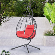Load image into Gallery viewer, Egg Chair with Stand Indoor Outdoor Swing Chair Patio Wicker Hanging Egg Chair Hanging Basket Chair Hammock Chair with Stand for Bedroom Living Room Balcony