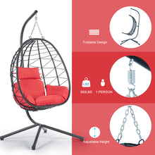 Load image into Gallery viewer, Egg Chair with Stand Indoor Outdoor Swing Chair Patio Wicker Hanging Egg Chair Hanging Basket Chair Hammock Chair with Stand for Bedroom Living Room Balcony