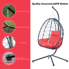 Load image into Gallery viewer, Egg Chair with Stand Indoor Outdoor Swing Chair Patio Wicker Hanging Egg Chair Hanging Basket Chair Hammock Chair with Stand for Bedroom Living Room Balcony