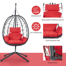Load image into Gallery viewer, Egg Chair with Stand Indoor Outdoor Swing Chair Patio Wicker Hanging Egg Chair Hanging Basket Chair Hammock Chair with Stand for Bedroom Living Room Balcony