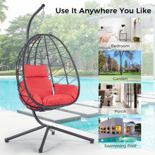Load image into Gallery viewer, Egg Chair with Stand Indoor Outdoor Swing Chair Patio Wicker Hanging Egg Chair Hanging Basket Chair Hammock Chair with Stand for Bedroom Living Room Balcony