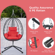 Load image into Gallery viewer, Egg Chair with Stand Indoor Outdoor Swing Chair Patio Wicker Hanging Egg Chair Hanging Basket Chair Hammock Chair with Stand for Bedroom Living Room Balcony