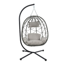 Load image into Gallery viewer, Egg Chair with Stand Indoor Outdoor Swing Chair Patio Wicker Hanging Egg Chair Hanging Basket Chair with Stand for Bedroom Living Room Balcony