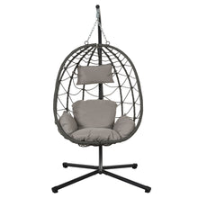 Load image into Gallery viewer, Egg Chair with Stand Indoor Outdoor Swing Chair Patio Wicker Hanging Egg Chair Hanging Basket Chair with Stand for Bedroom Living Room Balcony