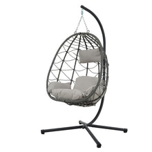 Load image into Gallery viewer, Egg Chair with Stand Indoor Outdoor Swing Chair Patio Wicker Hanging Egg Chair Hanging Basket Chair with Stand for Bedroom Living Room Balcony