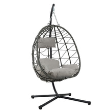 Load image into Gallery viewer, Egg Chair with Stand Indoor Outdoor Swing Chair Patio Wicker Hanging Egg Chair Hanging Basket Chair with Stand for Bedroom Living Room Balcony