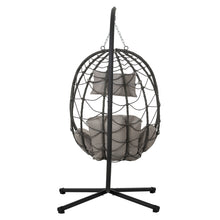 Load image into Gallery viewer, Egg Chair with Stand Indoor Outdoor Swing Chair Patio Wicker Hanging Egg Chair Hanging Basket Chair with Stand for Bedroom Living Room Balcony