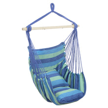 Load image into Gallery viewer, Distinctive Cotton Canvas Hanging Rope Chair with Pillows Blue