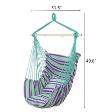 Load image into Gallery viewer, Distinctive Cotton Canvas Hanging Rope Chair with Pillows Green