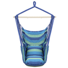 Load image into Gallery viewer, Distinctive Cotton Canvas Hanging Rope Chair with Pillows Blue