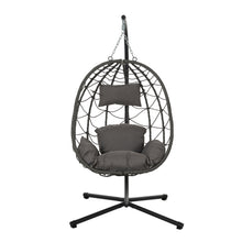 Load image into Gallery viewer, Egg Chair with Stand Indoor Outdoor Swing Chair Patio Wicker Hanging Egg Chair Hanging Basket Chair with Stand for Bedroom Living Room Balcony