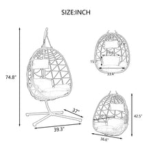 Load image into Gallery viewer, Egg Chair with Stand Indoor Outdoor Swing Chair Patio Wicker Hanging Egg Chair Hanging Basket Chair with Stand for Bedroom Living Room Balcony