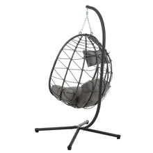 Load image into Gallery viewer, Egg Chair with Stand Indoor Outdoor Swing Chair Patio Wicker Hanging Egg Chair Hanging Basket Chair with Stand for Bedroom Living Room Balcony