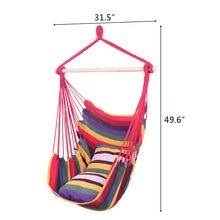 Load image into Gallery viewer, Distinctive Cotton Canvas Hanging Rope Chair with Pillows Rainbow