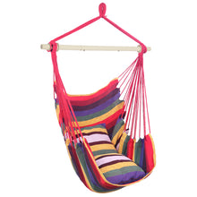 Load image into Gallery viewer, Distinctive Cotton Canvas Hanging Rope Chair with Pillows Rainbow