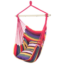 Load image into Gallery viewer, Distinctive Cotton Canvas Hanging Rope Chair with Pillows Rainbow