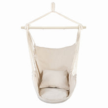 Load image into Gallery viewer, Distinctive Cotton Canvas Hanging Rope Chair with Pillows Beige