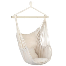 Load image into Gallery viewer, Distinctive Cotton Canvas Hanging Rope Chair with Pillows Beige