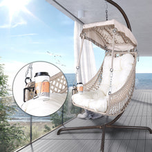 Load image into Gallery viewer, Swing Egg Chair with Stand Indoor Outdoor, Wicker Rattan Frame 350lbs Capacity Hammock Chair for Patio Bedroom with Sunshade Cloth, Courtyard, Cushion And Pillow